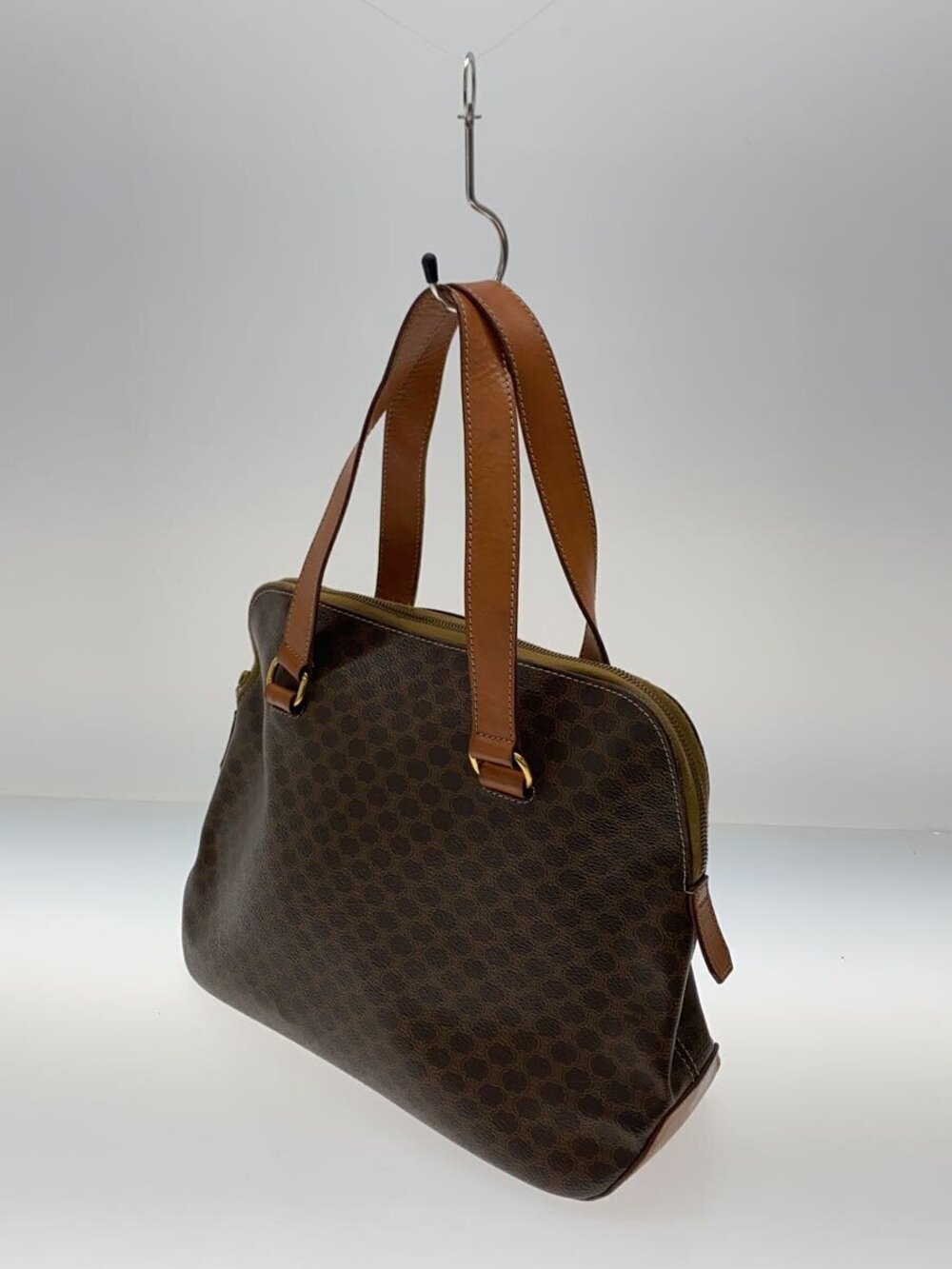 Celine All Brown Macadam Shoulder Bag over Brown